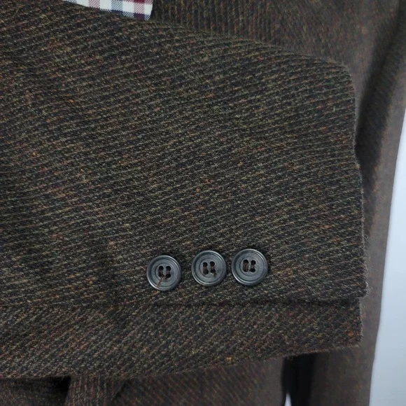 Casual Options Men's Sport Coat Blazer Three Button Brown Tweed‎ Wool Size 44R
